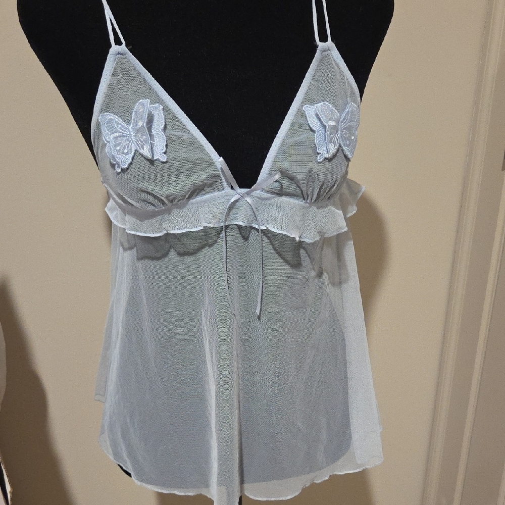 Victoria's Secret White Lace Butterfly Chemise